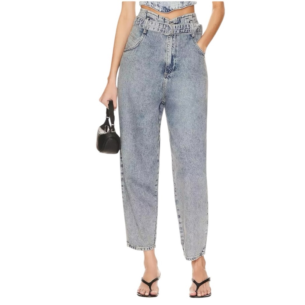 All Saints Sammy Paperbag Jeans High Rise Belted Relaxed Fit Women’s size 0